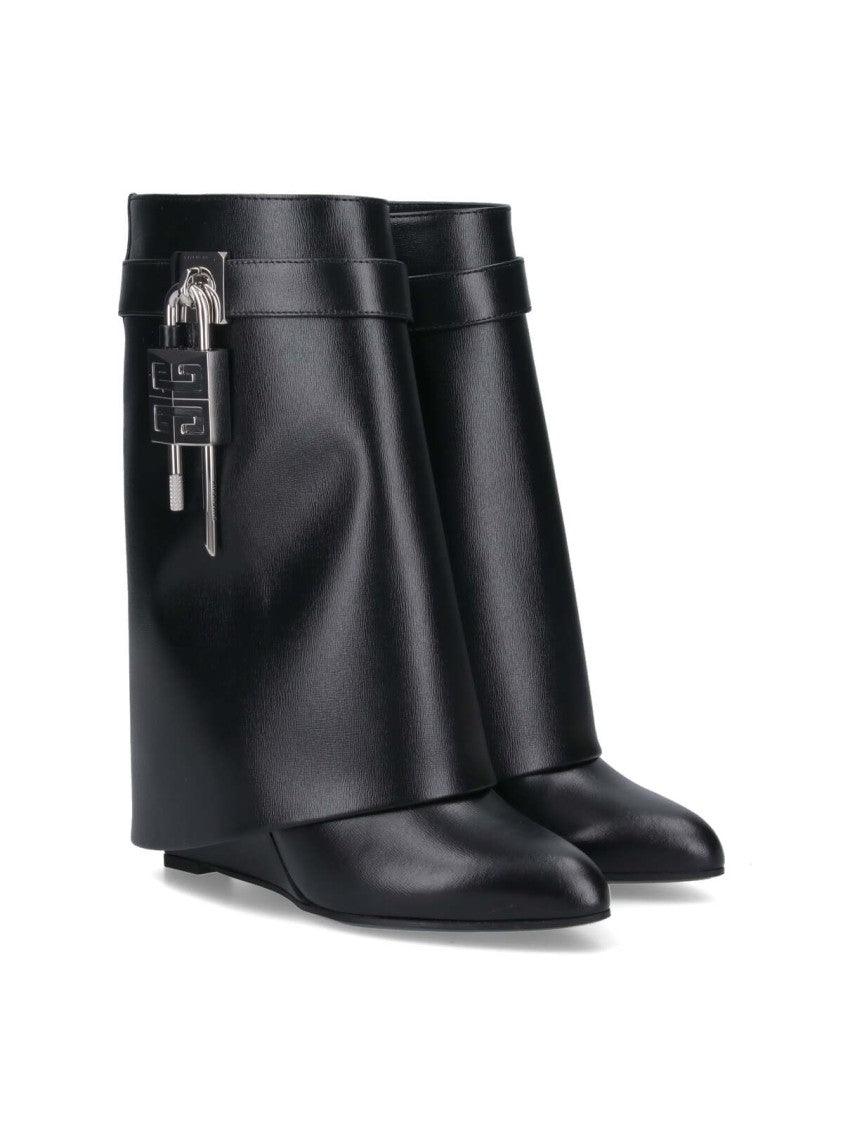 Givenchy Draped Design Black Boots With Pointed Toe And Signature Buckle