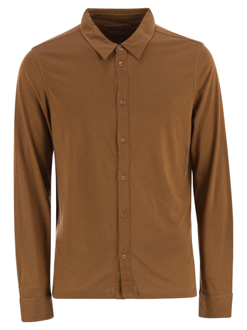Majestic Long-Sleeved Lyocell And Cotton Shirt