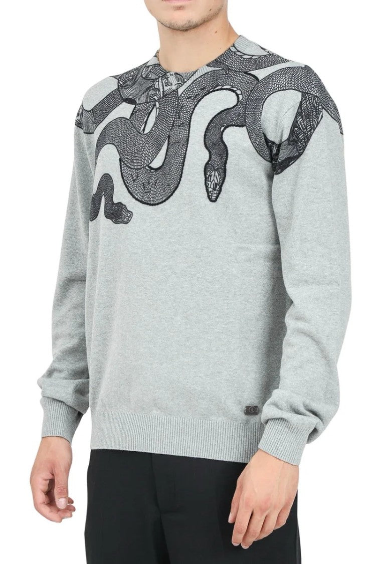 Just Cavalli Cotton Crewneck Pullover - Grey