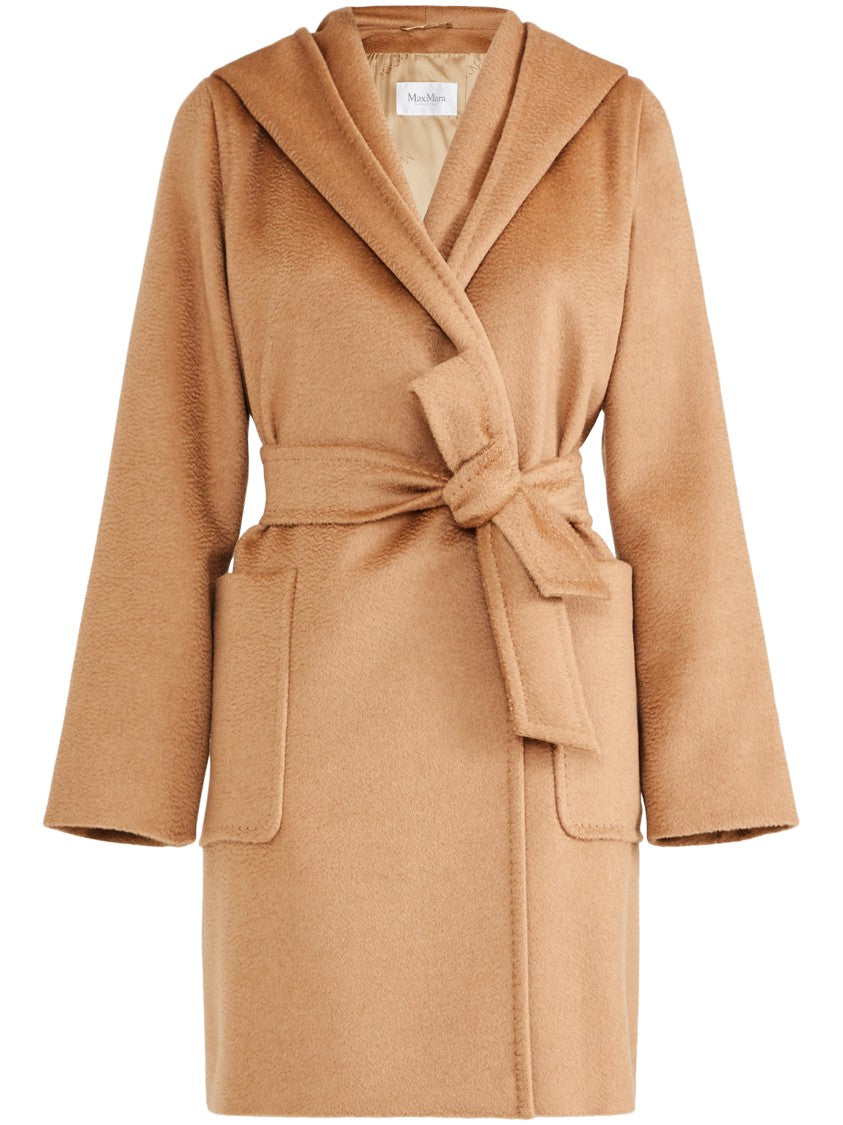 Max Mara Short Camel Coat With Draped Collar