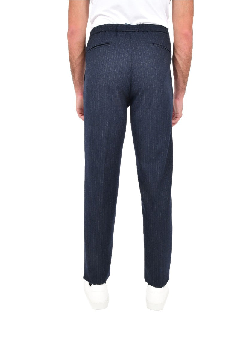 Boglioli Tailored Blue Pinstriped Wool Trousers