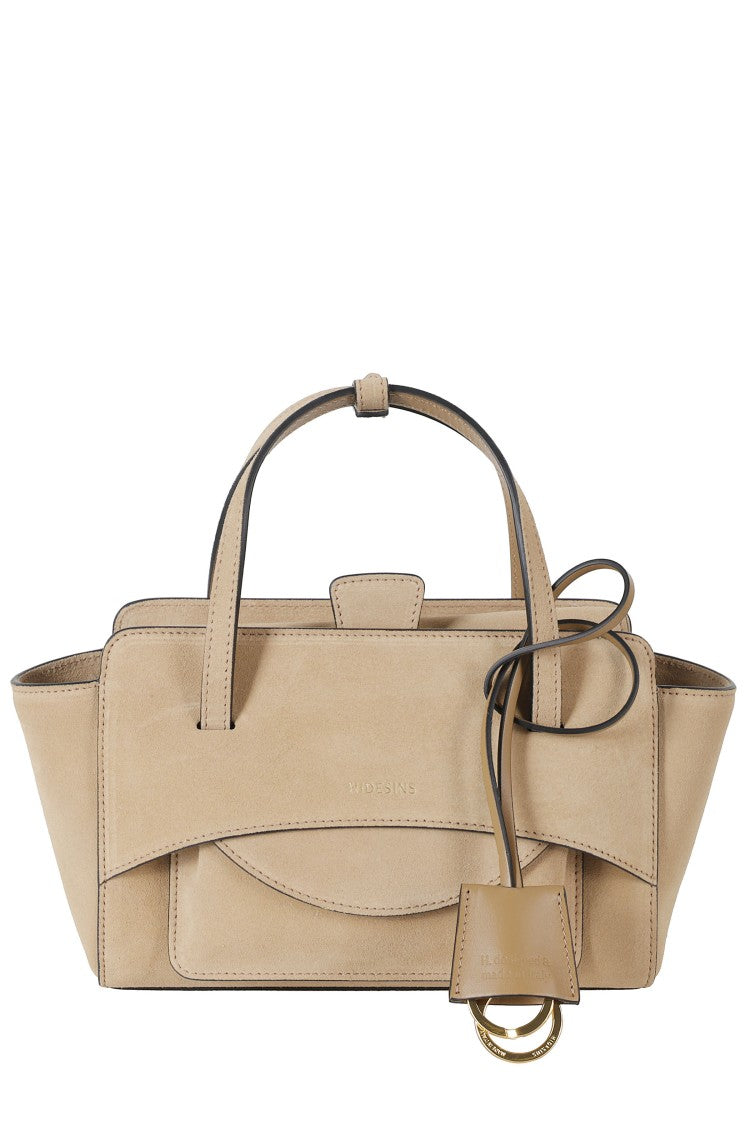 Hidesins Caramel Flap S Double Top Handle Suede Handbag
