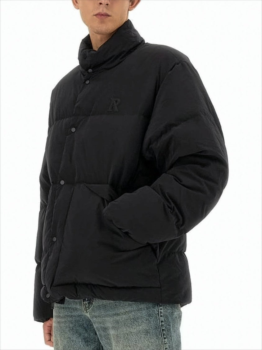Represent Boxy Black Puffer Jacket With High Collar