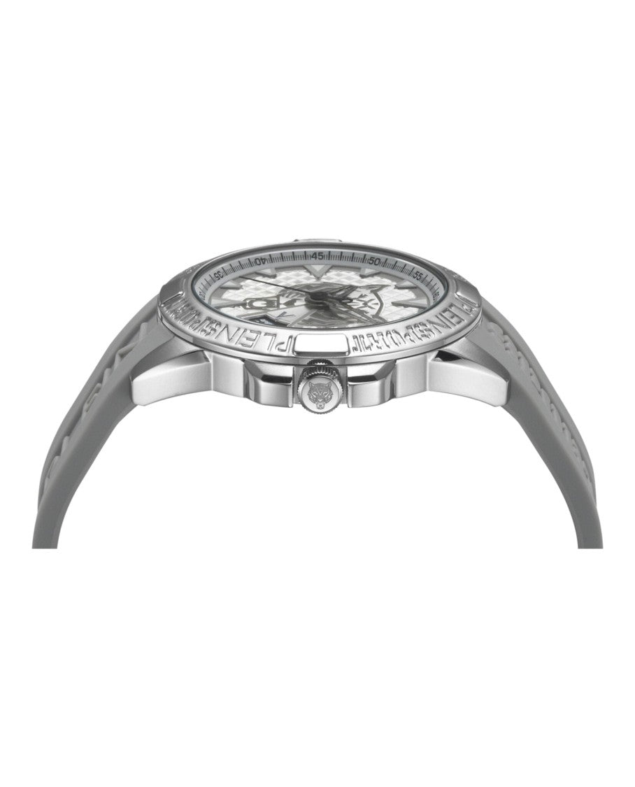 Plein Sport 44Mm Stainless Steel Plein Sport Watch With Silver Guilloche Dial
