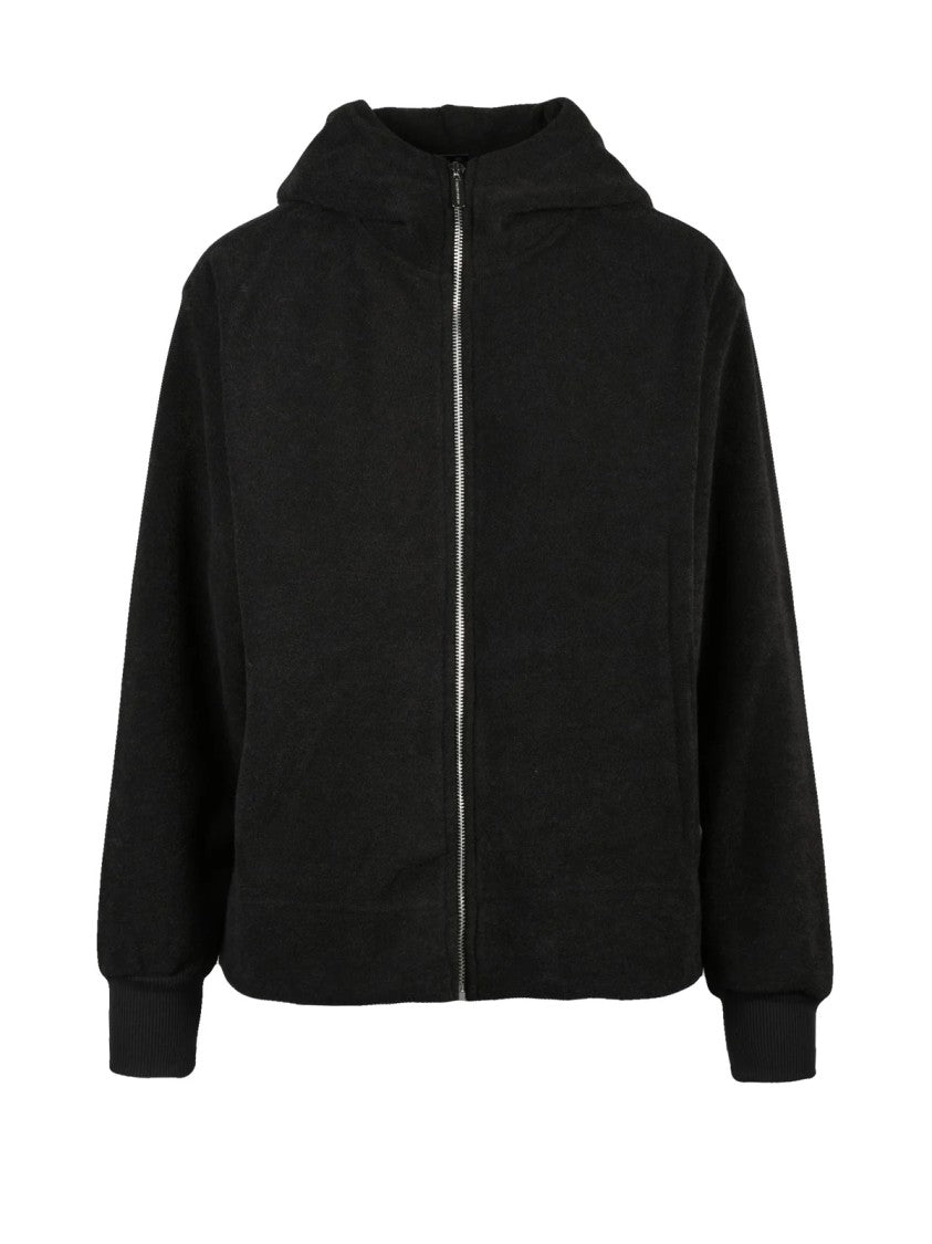 Colmar Originals Sponge-Textured Black Sweatshirt With Hood And Front Zipper