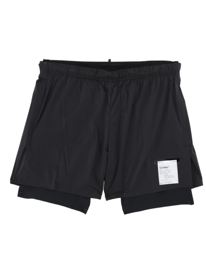Satisfy Layered Black Activewear Shorts With Elastic Waistband