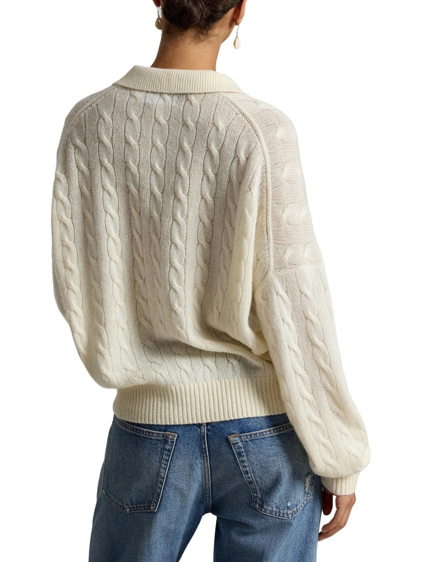 Polo Ralph Lauren Cable Knit Wool-Cashmere Polo-Collar Jumper