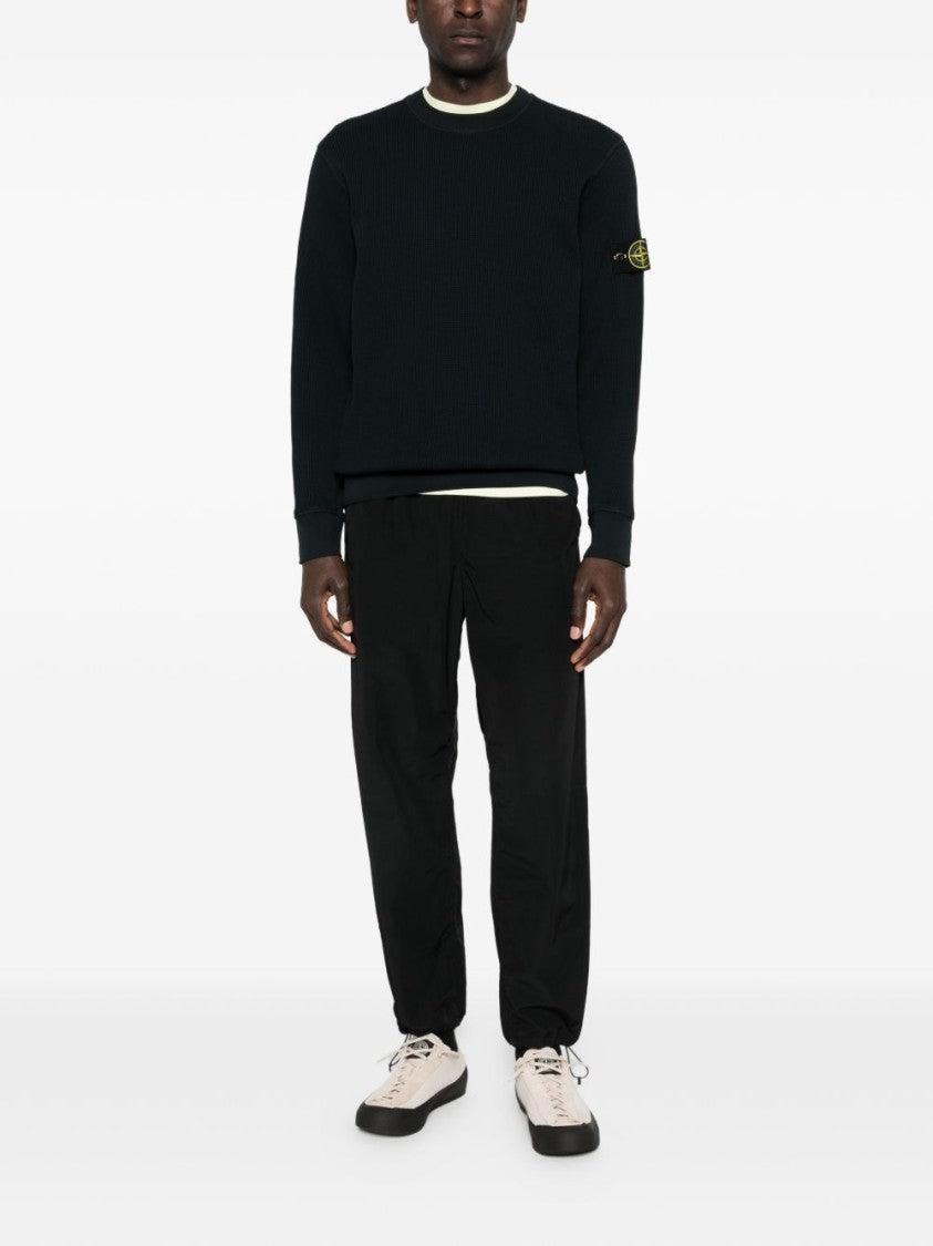 Stone Island Long Sleeve Ribbed Pullover With Distinctive Patch