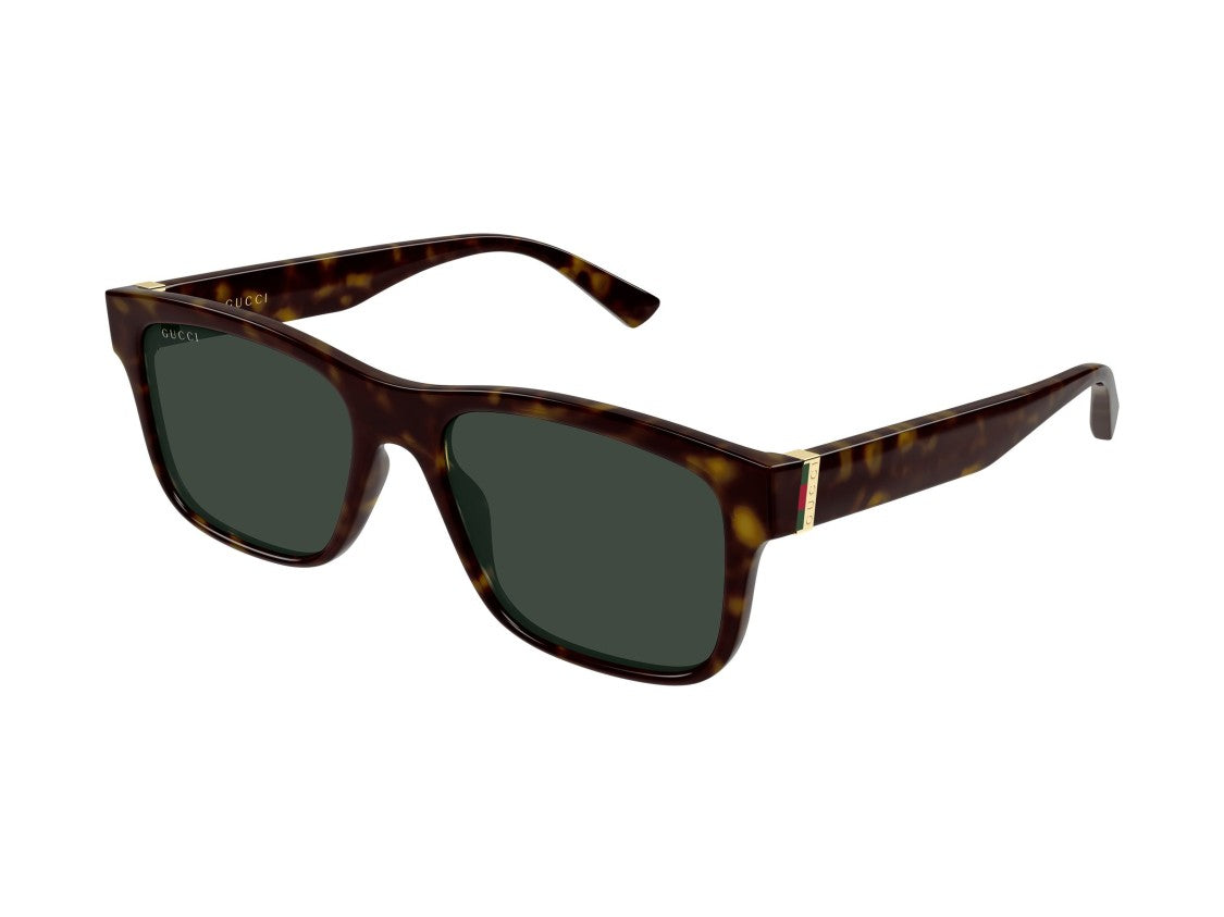Gucci Gold Green Gg2085s Tortoiseshell Square Sunglasses