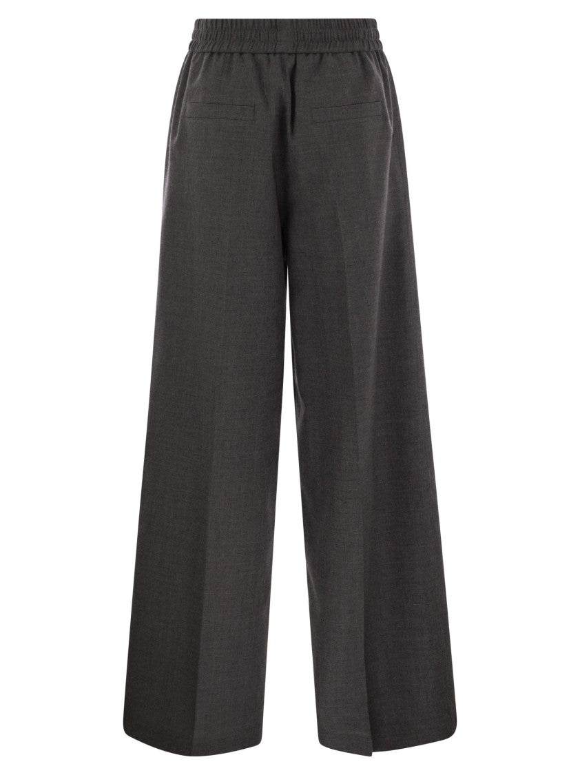Brunello Cucinelli Loose Track Trousers In Virgin Wool Organza
