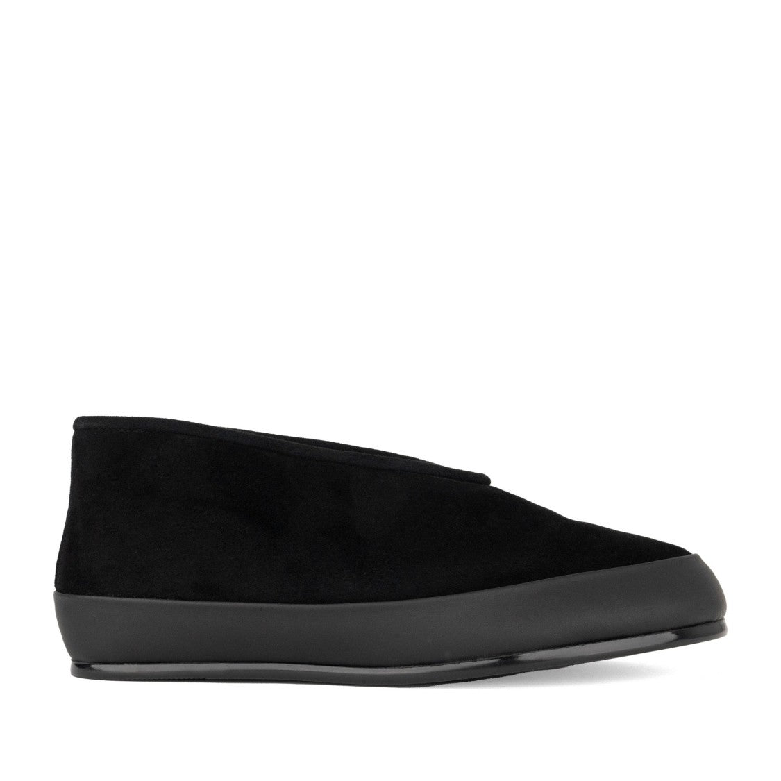 Linda Baumann Black Minimalist Fur-Lined Leather Loafers