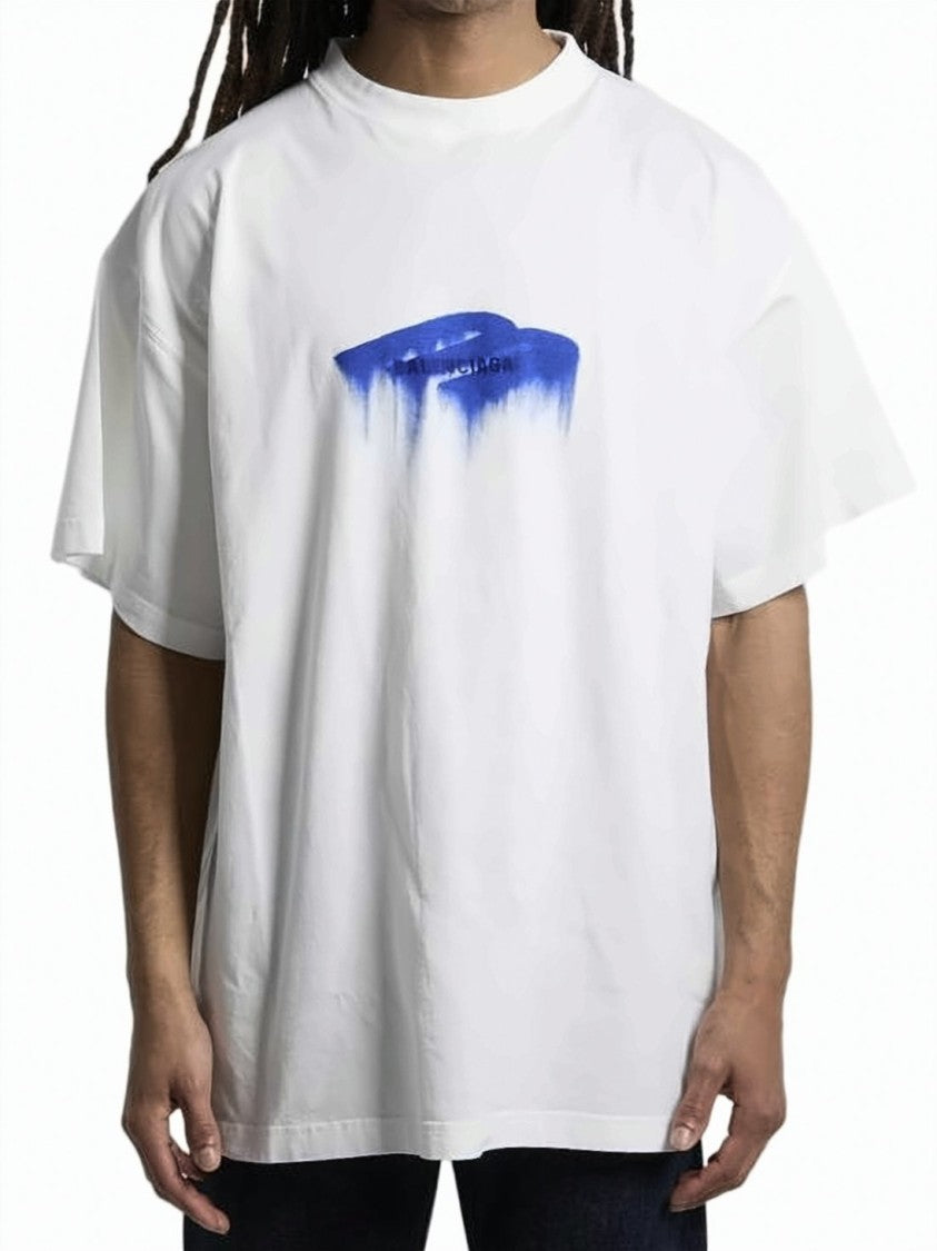 Balenciaga Loose-Fitting T-Shirt With Distinctive Blue Graphic Print