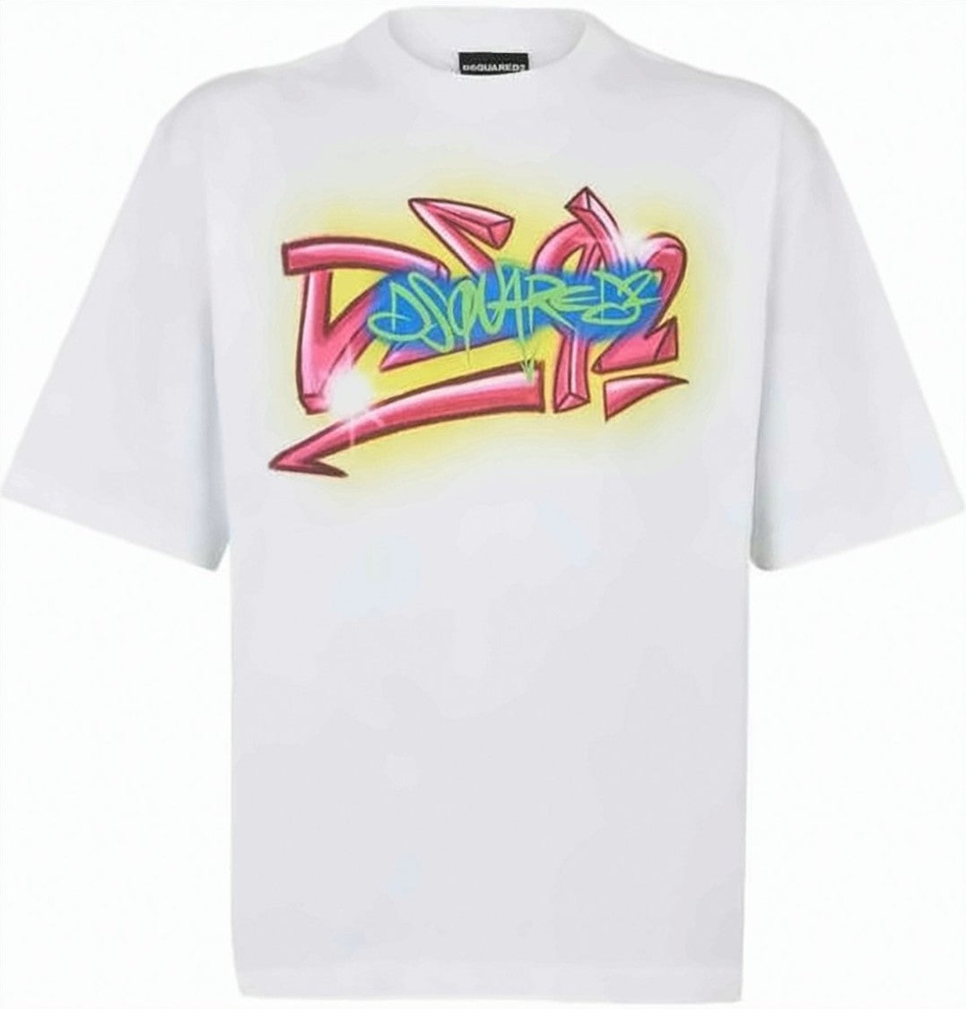 Dsquared2 Short-Sleeve Printed T-Shirt With Graffiti-Style Graphic