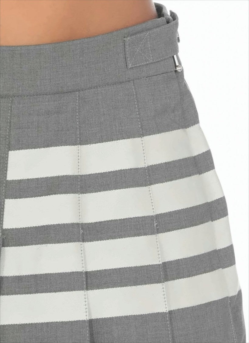 Thom Browne Structured Pleated Wool Mini Skirt With Distinctive Accents