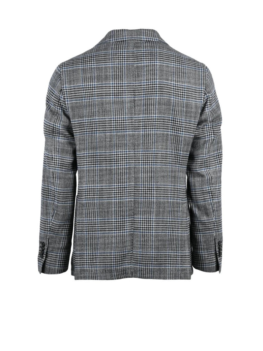 L.B.M. 1911 Checkered Cotton Blazer With Notch Lapels And Unlined Interior