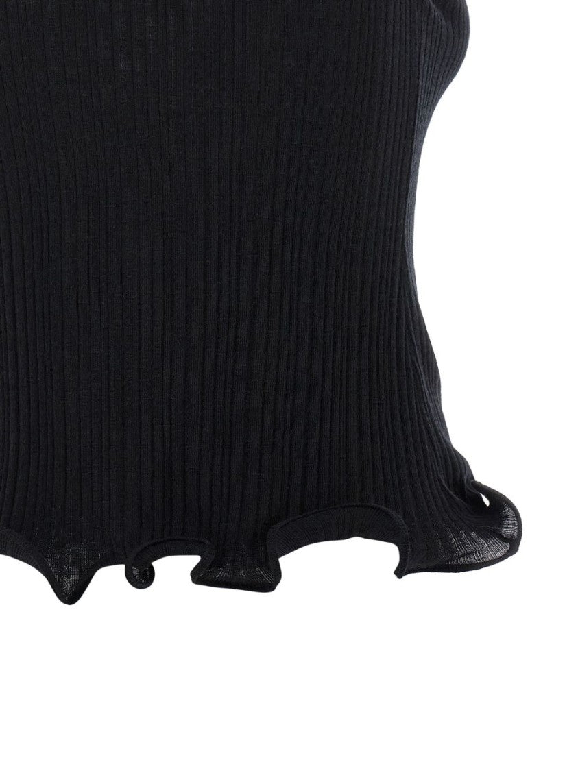Fendi Black Sleeveless Ribbed Knit Top
