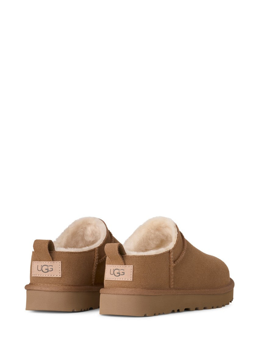 Ugg Low-Profile Brown Leather Boots With Slip-On Design