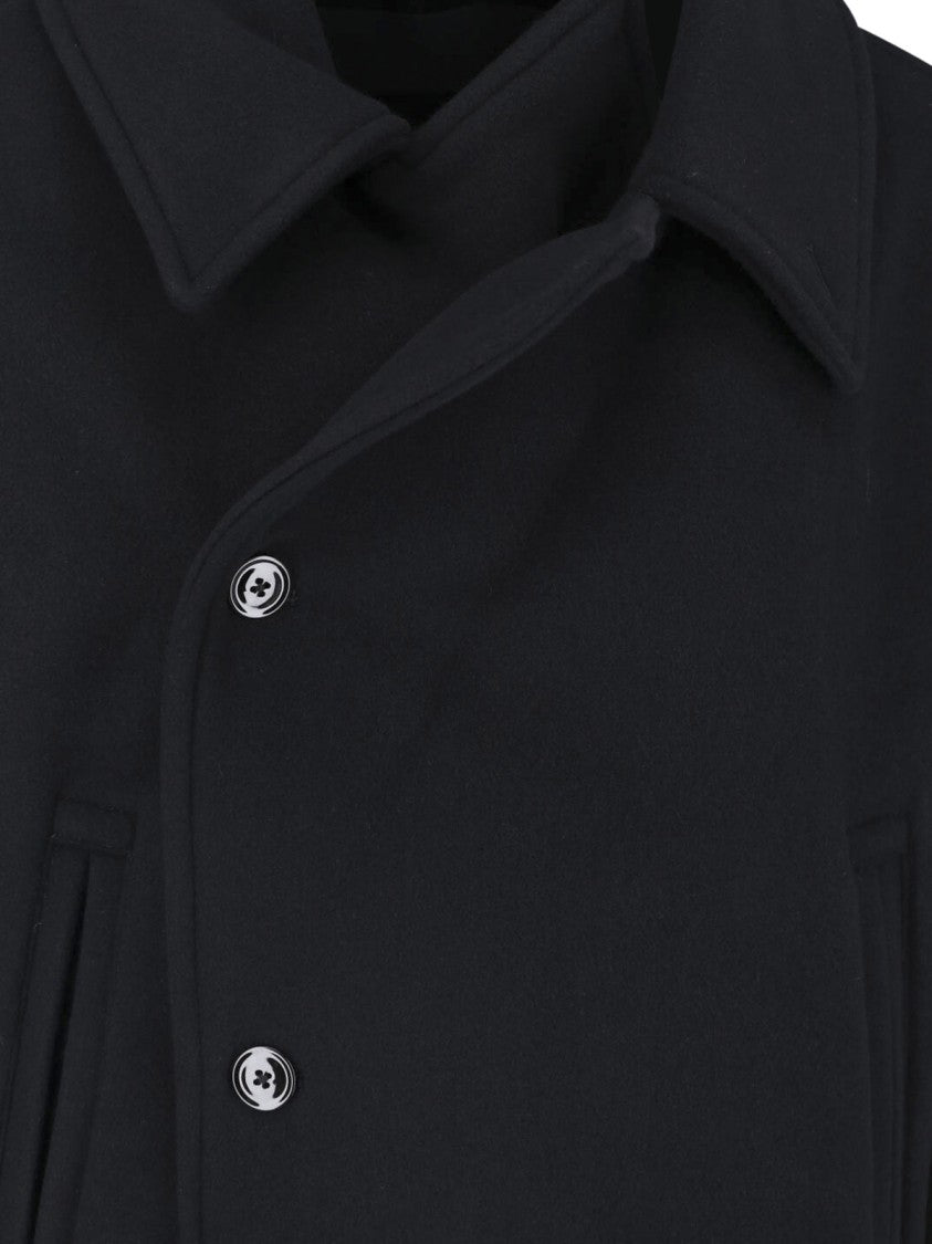 Lemaire Black Double-Breasted Boxy Cropped Jacket