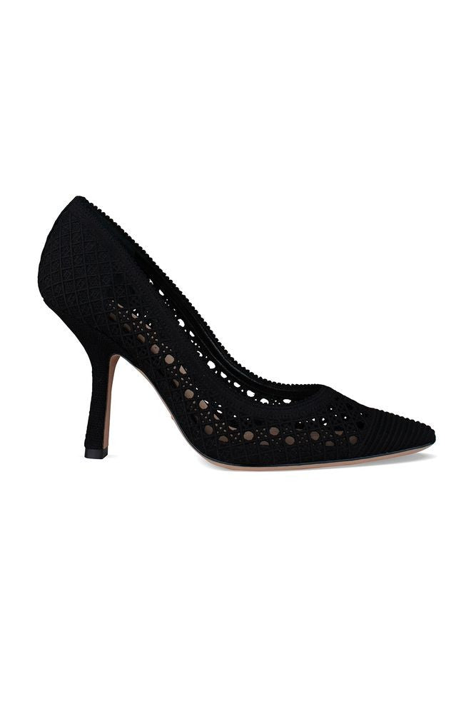 Dior Pointed-Toe Black Canvas Pumps With Leather Sole