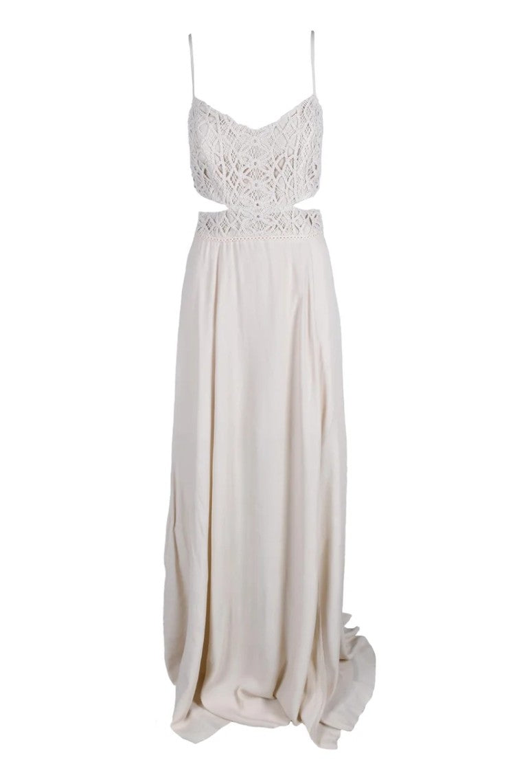 Spell By Access Fashion Long Dress Macramé - White