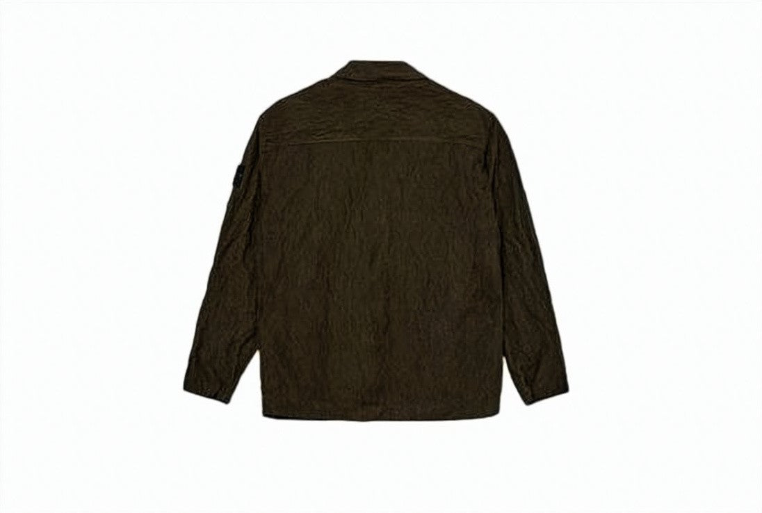 Stone Island Crinkled Texture Jacket With Pointed Collar