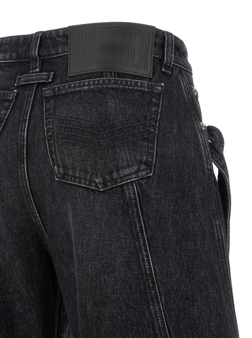 Jean Paul Gaultier Wide Leg Black Denim Jeans