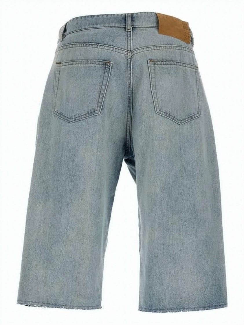Mm6 By Maison Margiela Light Blue Distressed Denim Shorts With Adjustable Waist