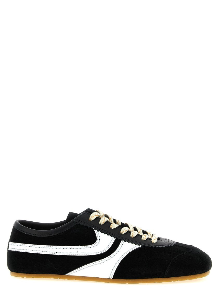 Dries Van Noten Suede Sneakers With Leather Accents And Scalloped Detailing