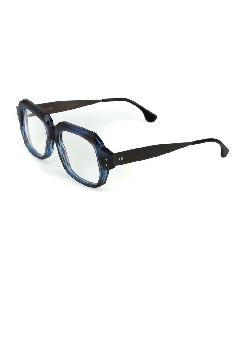Rapp Eyewear Blue Acetate Optical Frames With Geometric Design