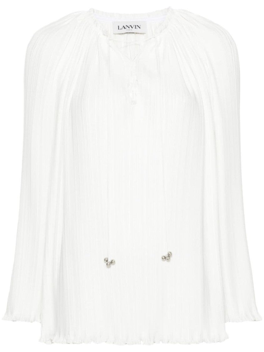 Lanvin Off-White Plissé Top