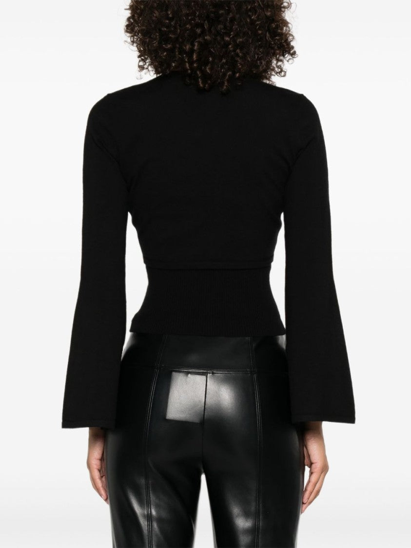 Twin-Set Deep V-Neck Shirt With Twist Detail And Gold Buckle