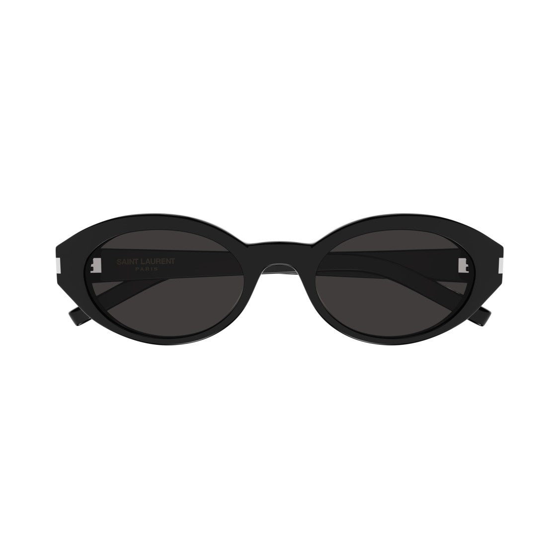 Saint Laurent Oval Frame Sunglasses With Glossy Black Finish