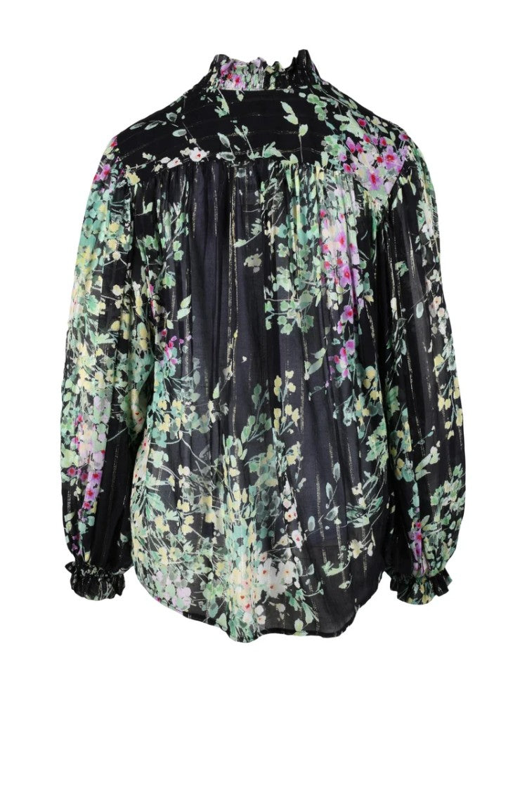 Sabina Musayev Sheer Floral Print Blouse