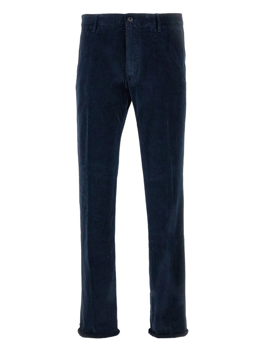 Incotex Blue Textured Corduroy Straight-Leg Pants