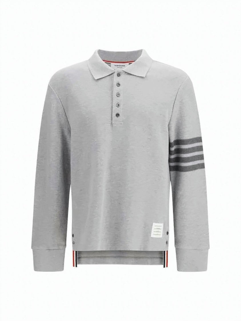 Thom Browne Textured Piqué Long Sleeve Polo Shirt
