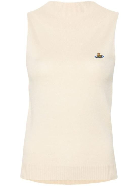 Vivienne Westwood Sleeveless Knit Top With Ribbed Hem And Emblem