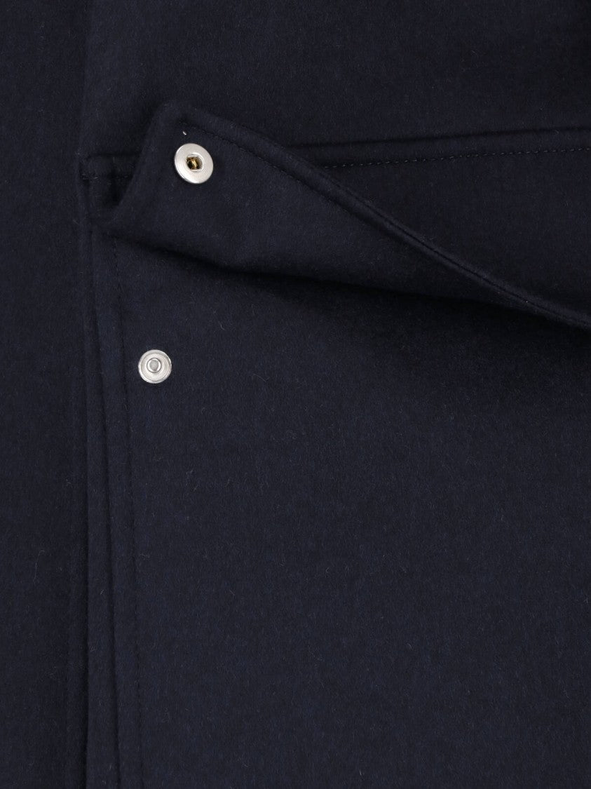 Lardini Blue Minimalist Structured Collar Concealed Placket Jacket
