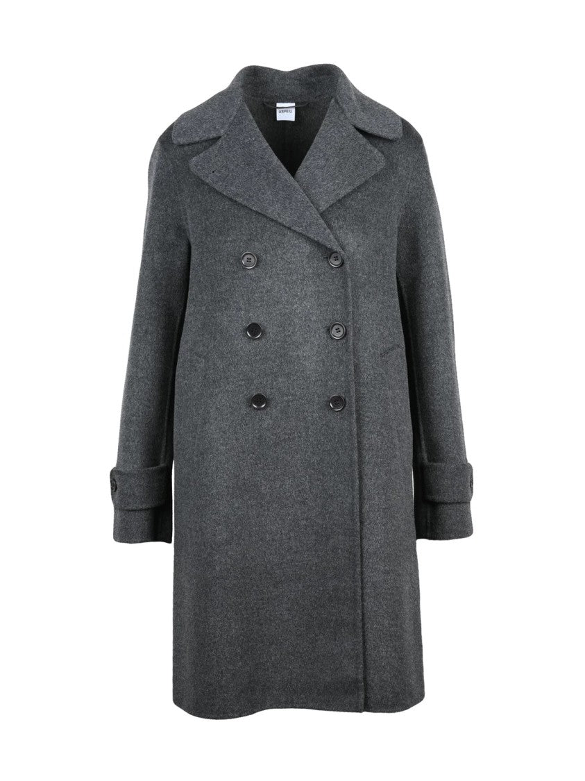 Aspesi Double-Breasted Grey Wool Aspesi Coat