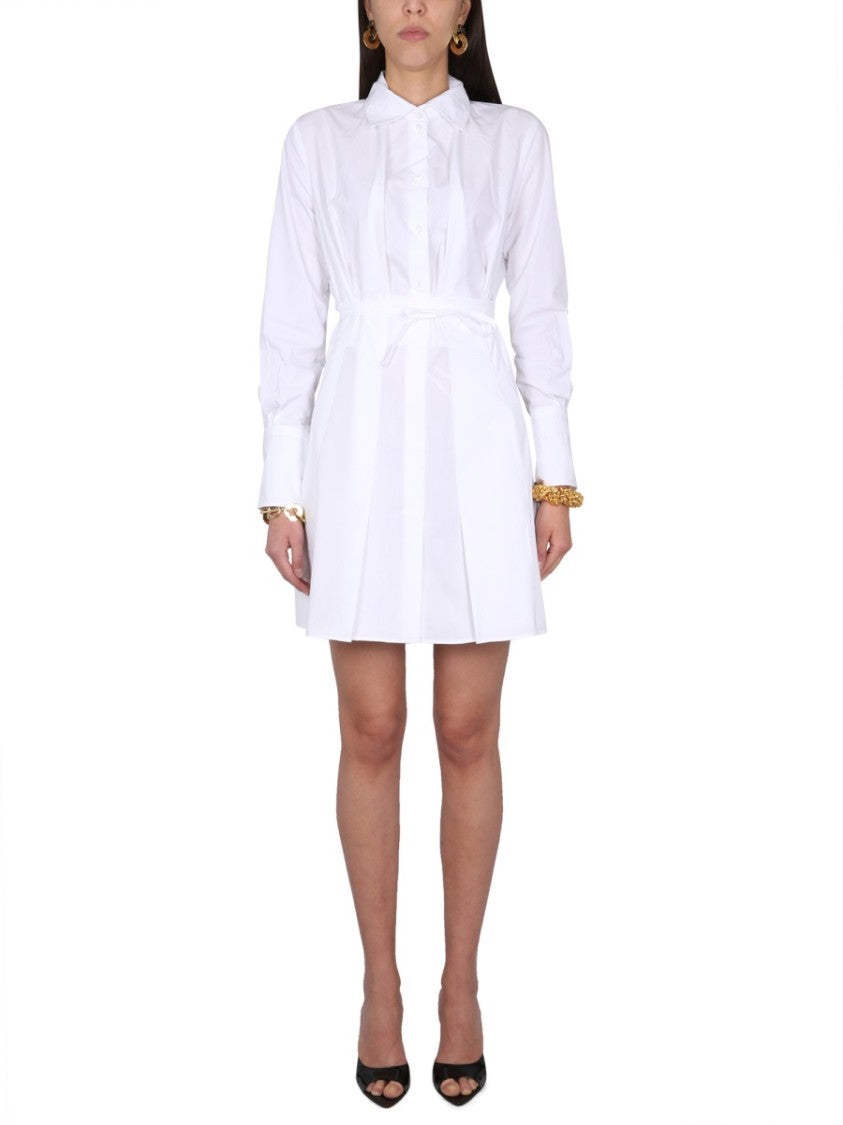 Patou Pleated Shirt Dress With Button Closure