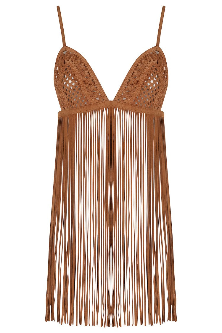 Retrofête Jacinta Suede Fringe Bra