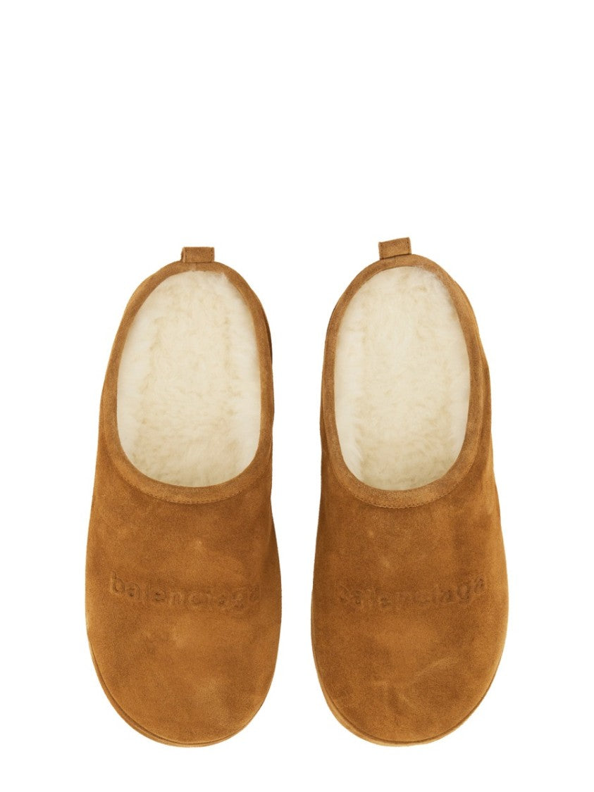 Balenciaga Alaska Shearling-Lined Calfskin Slippers