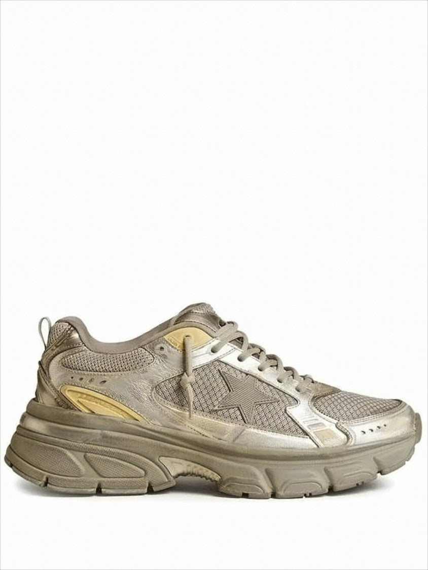 Golden Goose Neutrals Sneakers With Textured Star Detail