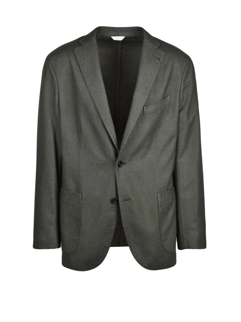 Boglioli Green Rounded Tailored Wool-Blend Jacket
