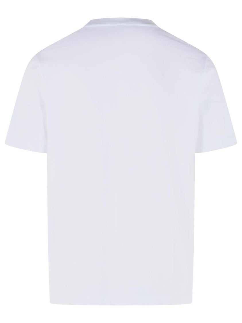 Ami Paris Ribbed Crew Neck Cotton T-Shirt With Embroidered Logo