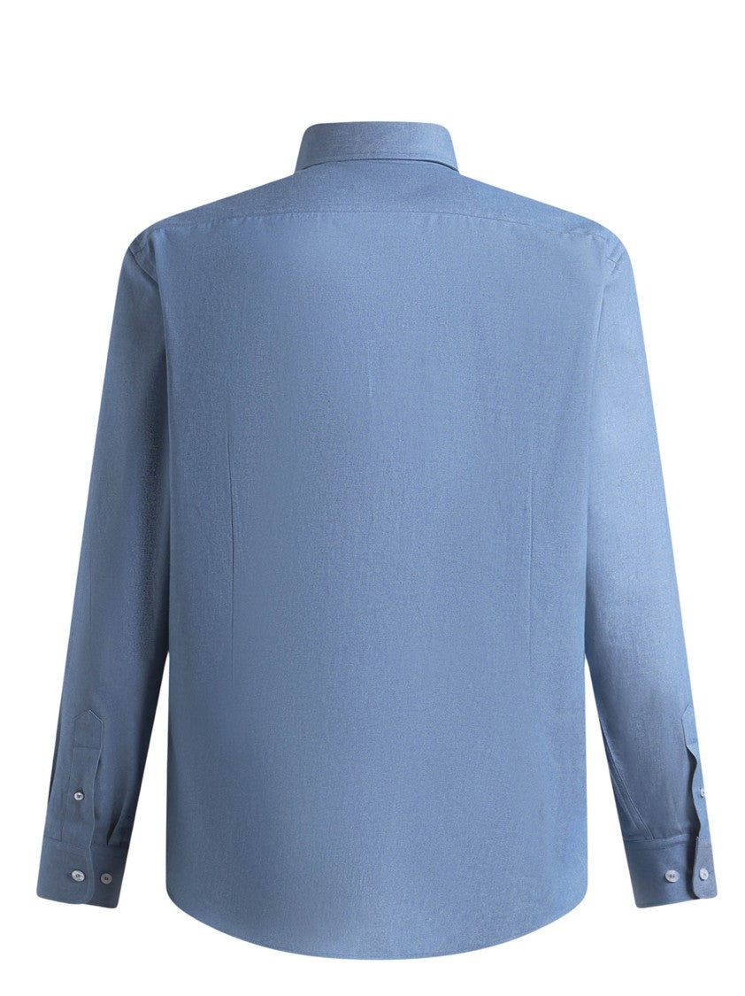 Etro Blue Cotton Tailored Button-Down Shirt