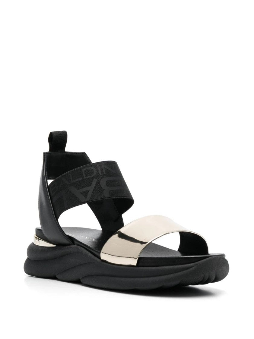 Baldinini Grey Contemporary Open-Toe Leather Sandals