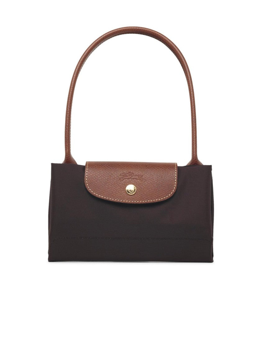 Longchamp Rectangular Nylon Shoulder Bag With Textured Leather Flap