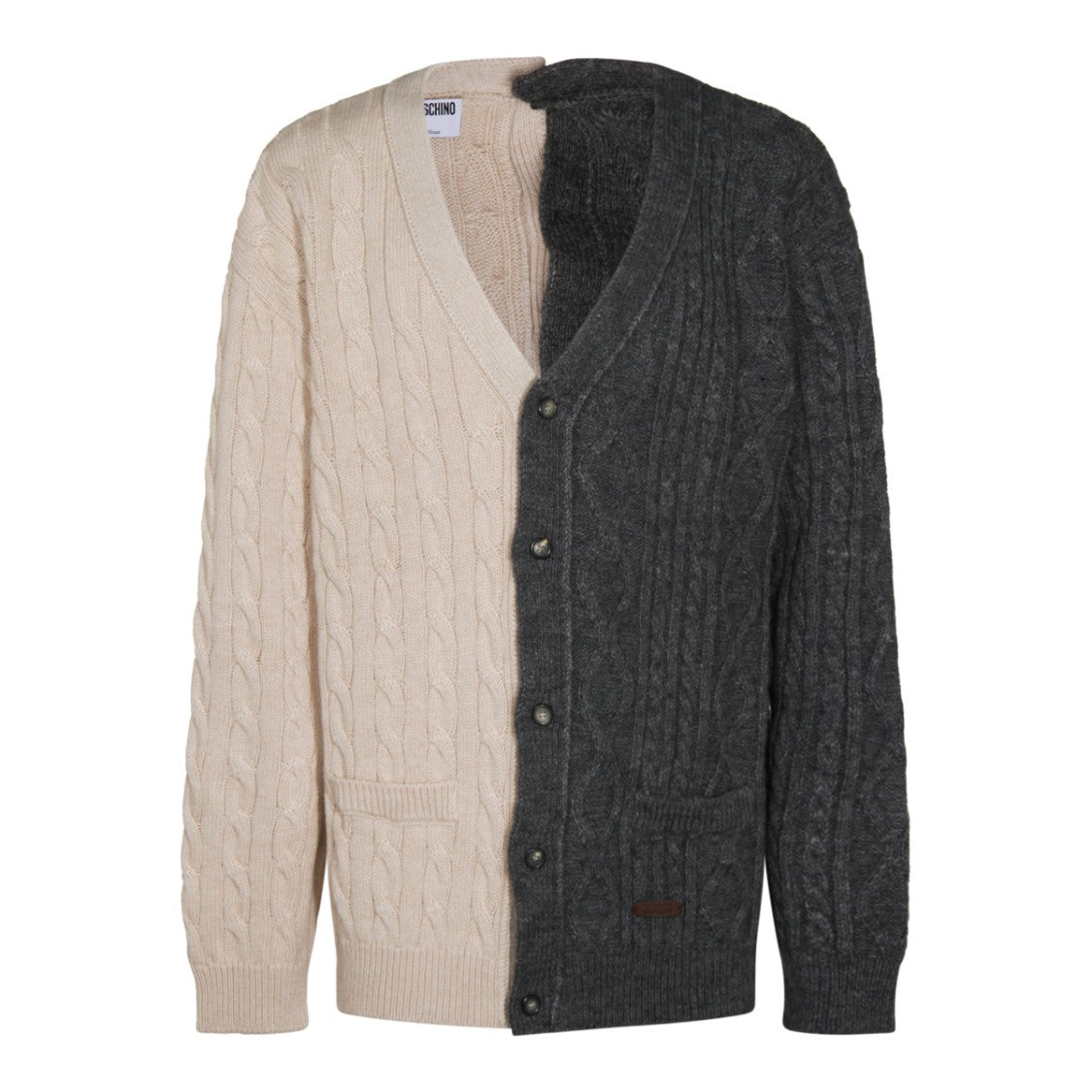 Moschino Two-Tone Wool Blend Cardigan