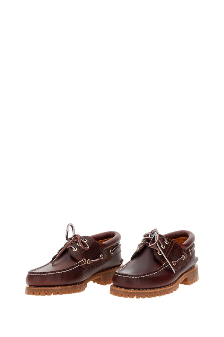 Timberland Burgundy Hand-Stitched Rubber-Sole Leather Boat Shoes