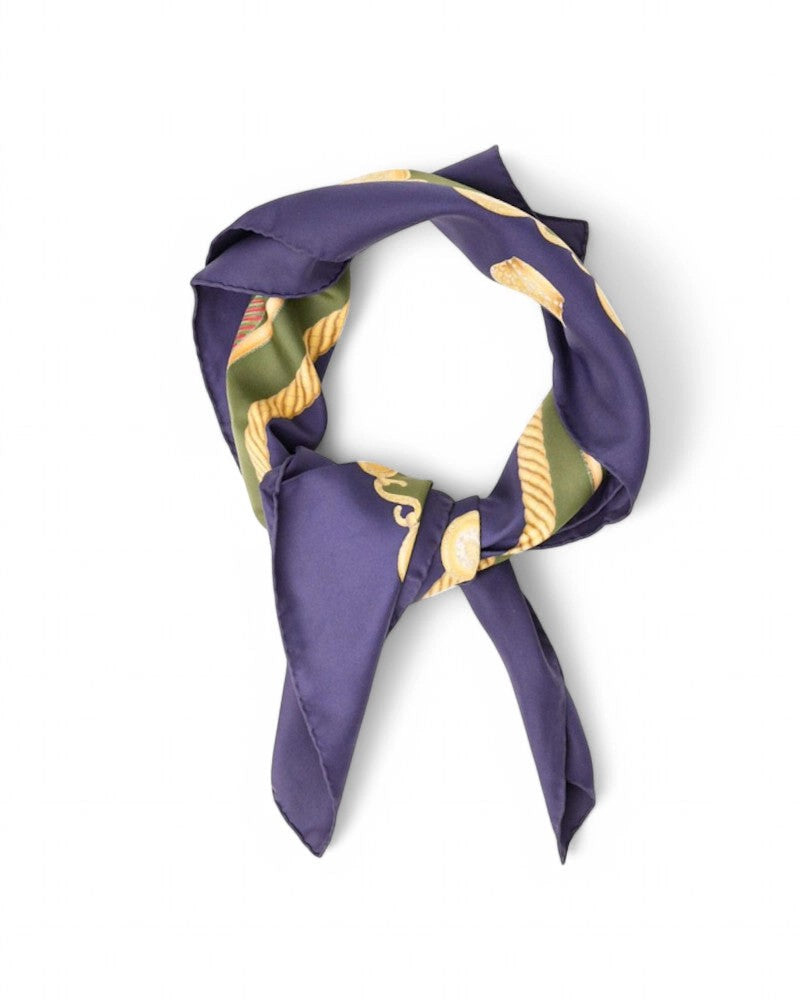 Hermès Les Tambours Purple Silk Scarf